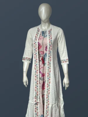 Hakoba Cotton Jacket with Rayon 3/4 Gown - SYW1019