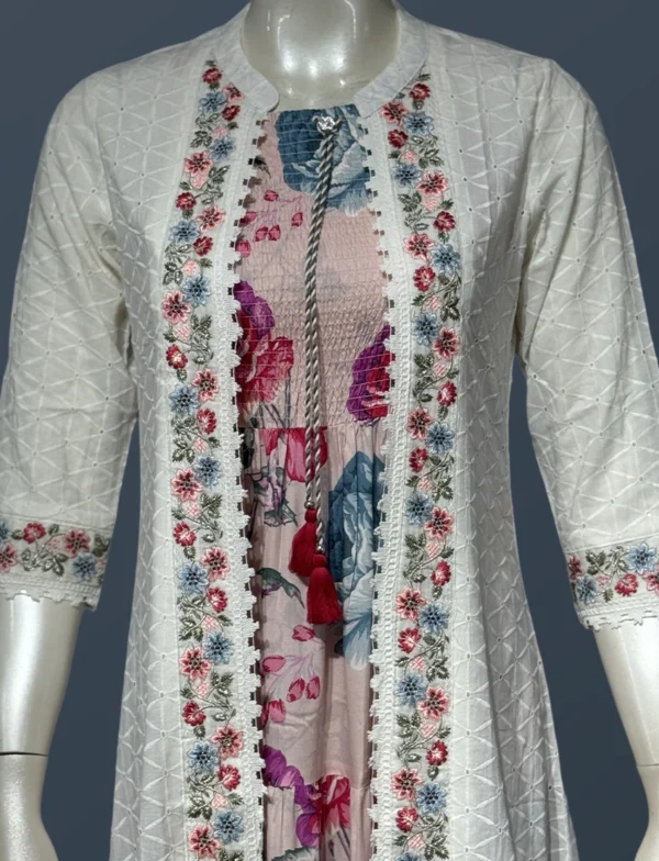 Hakoba Cotton Jacket with Rayon 3/4 Gown - SYW1019