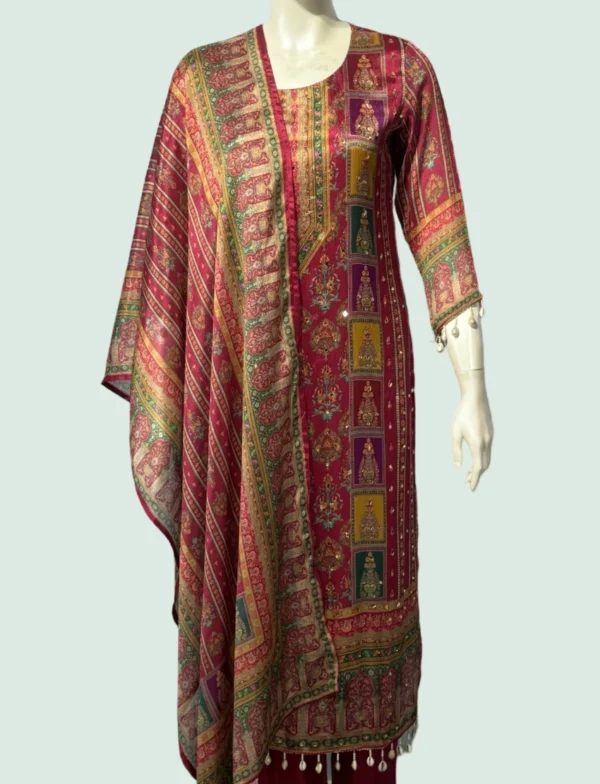 Chinon & Crape Silk Suit Set - WS1018